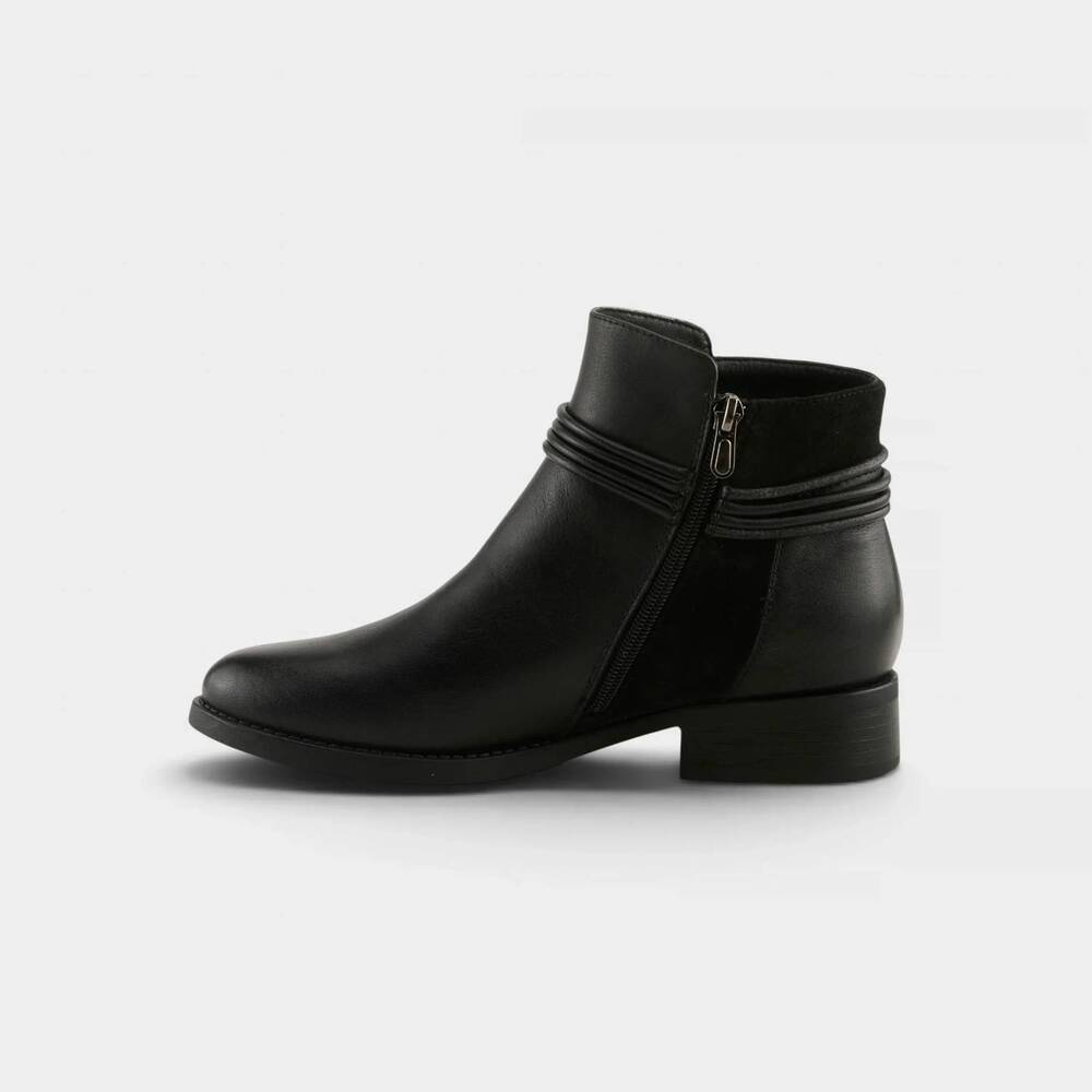 NEW SPRING FOOTWEAR women's ornela short leather boot in black